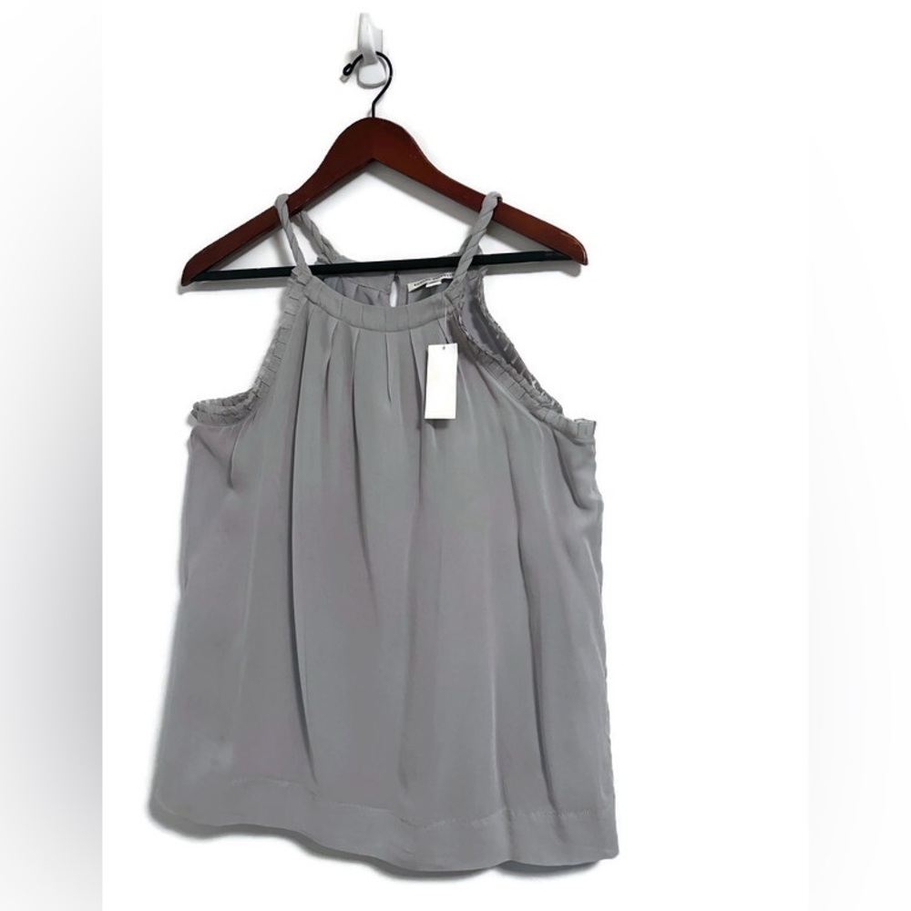 NWT Banana Republic Light Gray Pleated,  Sleeveless  Blouse, size 6